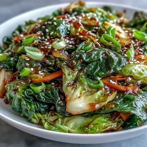 Freshly cooked Hot and Sour Cabbage in a wok, featuring crisp-tender green cabbage, julienned carrots, and a spicy, tangy Asian-inspired sauce.