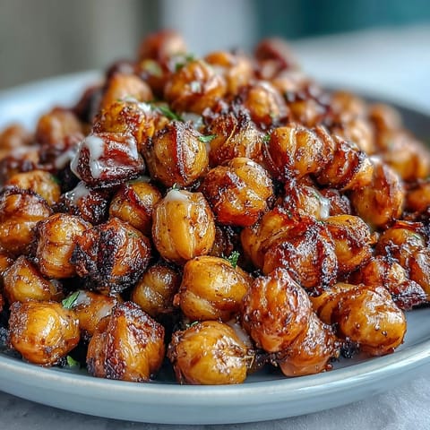 Vibrant roasted chickpea power bowl with crispy chickpeas, roasted sweet potatoes, and creamy tahini dressing. A nourishing vegan meal prep lunch idea.