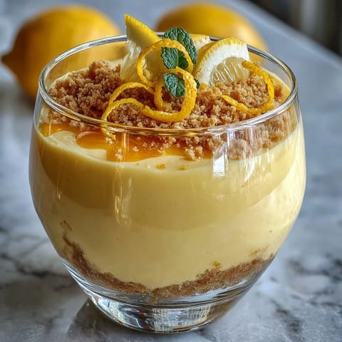 Creamy lemon mousse cups with buttery shortbread crumble — a bright, refreshing dessert perfect for spring gatherings.  