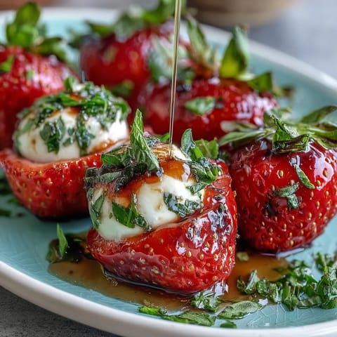 Strawberry Caprese Skewers Balsamic