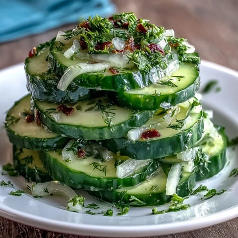 Crunchy cucumber and radish slices tossed with fresh dill vinaigrette in a bright, vibrant spring salad.  