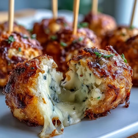 Golden Derby Party Olive Cheese Balls on skewers ready for guests.