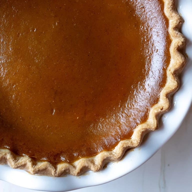 Homemade pumpkin pie, a smooth, rich filling baked until set, ideal for sharing.