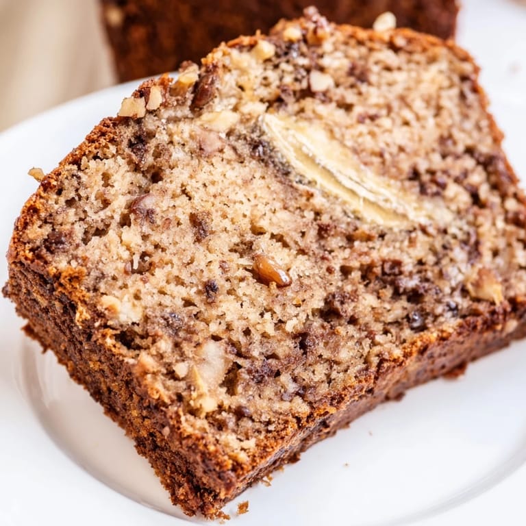 A close-up of soft, sliced banana bread, showcasing its rich, inviting texture and aroma.