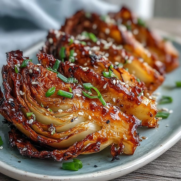 Savory Miso Butter Roasted Cabbage Wedges served hot as a vegetarian side dish.