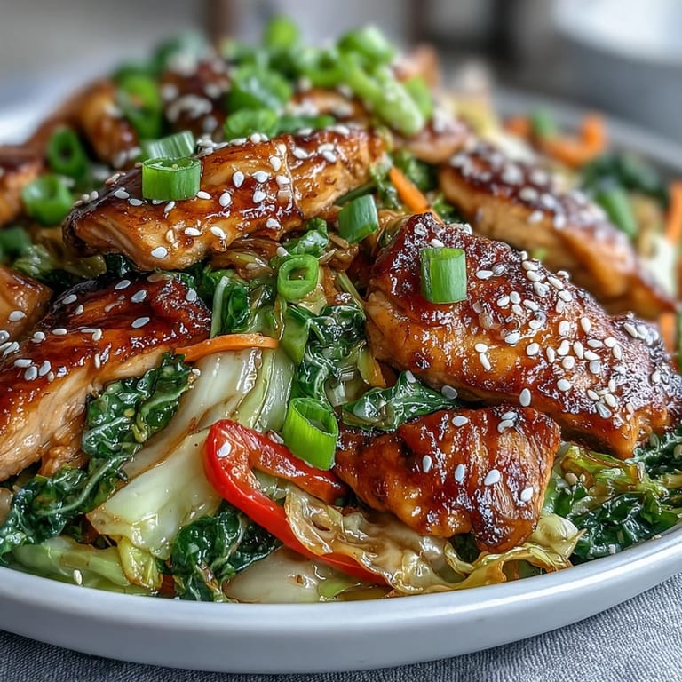 Tongs lifting saucy Chicken Cabbage Stir-Fry from a hot wok, served over steamed rice in a white bowl.