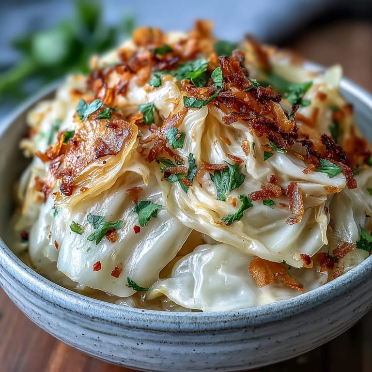 Close-up of Coconut Braised Cabbage with vibrant yellow turmeric sauce, ready to serve alongside fluffy rice.