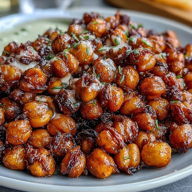 Colorful power bowl featuring smoky roasted chickpeas, quinoa, and fresh greens topped with a zesty lemon tahini drizzle. Wholesome and satisfying.