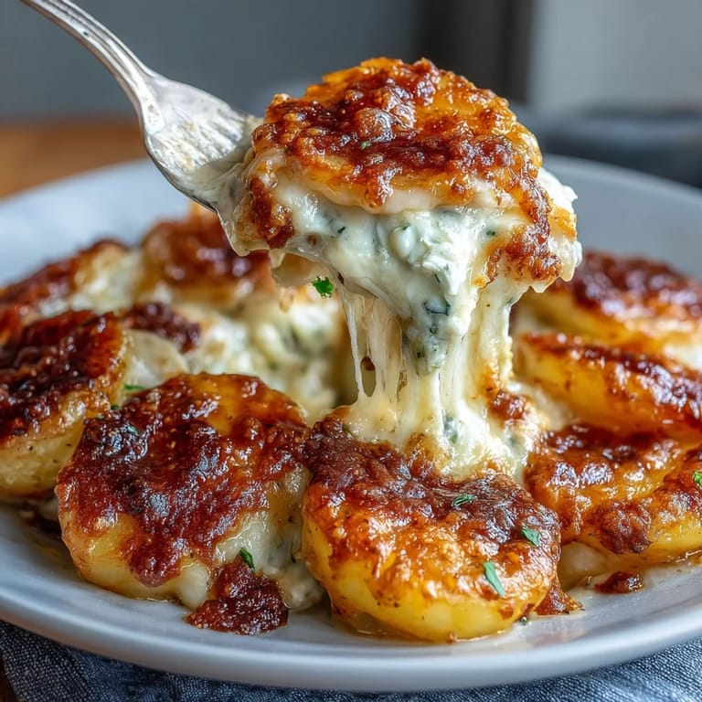 Golden-brown baked scalloped potatoes with bubbling cheese, perfect as a comforting side dish for holiday dinners.  