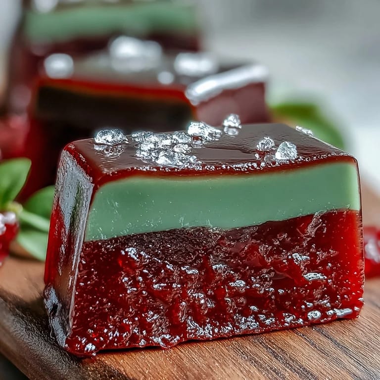 Freshly set Yokan Japanese Red Bean Jelly with Matcha Layer, a perfect seasonal treat.