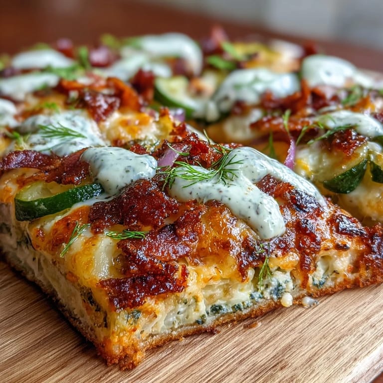Delicious pickle pizza flatbread, cheese melted, garnished with tangy pickle slices.