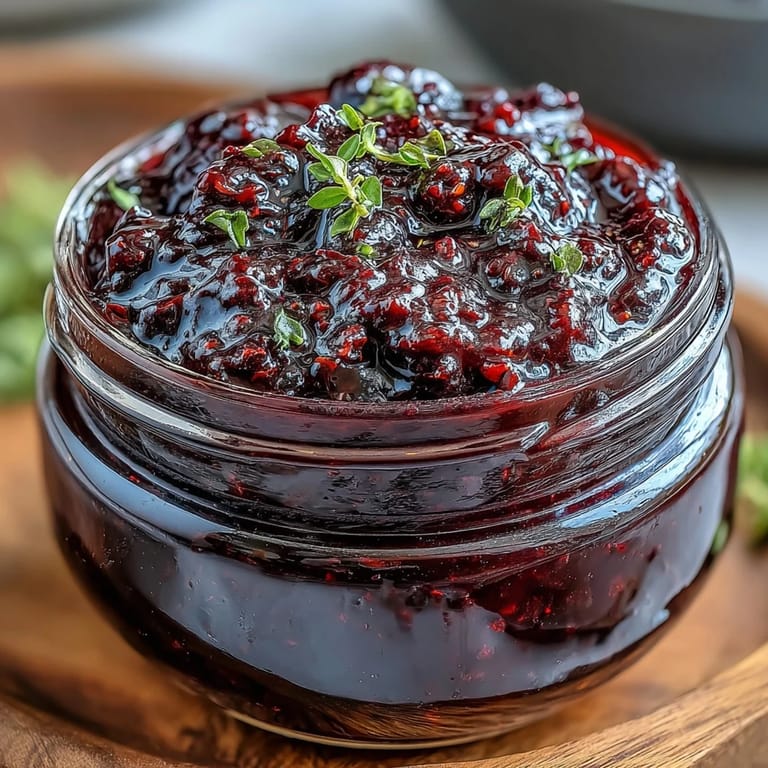 Homemade Blackberry Jalapeño BBQ Sauce, thick and smoky, perfect for grilling steaks.