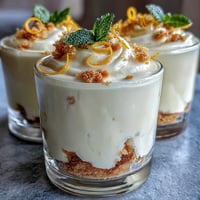 Vibrant lemon mousse cups with buttery shortbread cookies, garnished with fresh berries and mint for a refreshing dessert.  