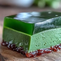 Yokan Japanese Red Bean Jelly with Matcha Layer, a vibrant dessert, ready for slicing.